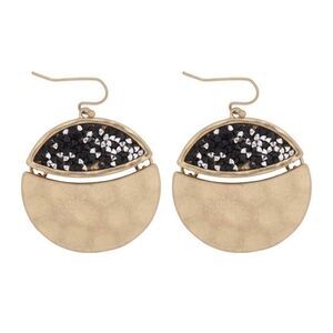 Riah Fashion faceted glitter round dangle earrings 